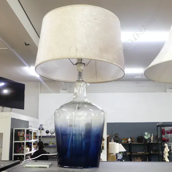 TABLE LAMP; BLUE OMBRE GLASS BASE H.640mm