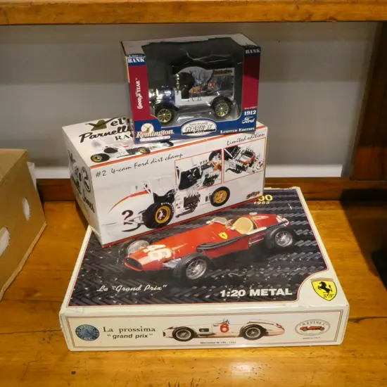 3 MODEL CARS; '53 FERRARI 500, GMP PARNELLI JONES RACING CAR, GEARBOX TOY 1912 FORD