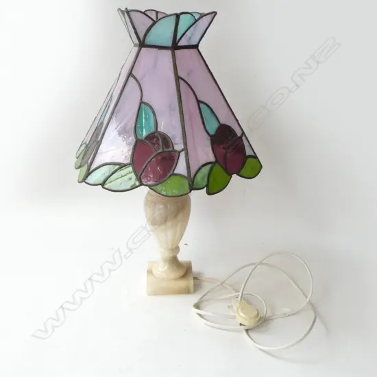 LEAD LIGHT TABLE LAMP, ALABASTER BASE H.510mm