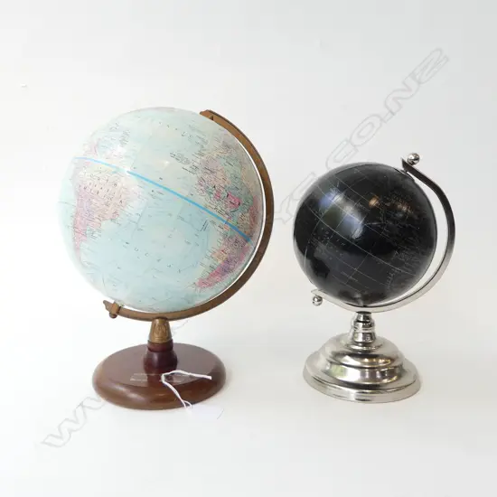 TWO WORLD GLOBES, H.320 & 270mm