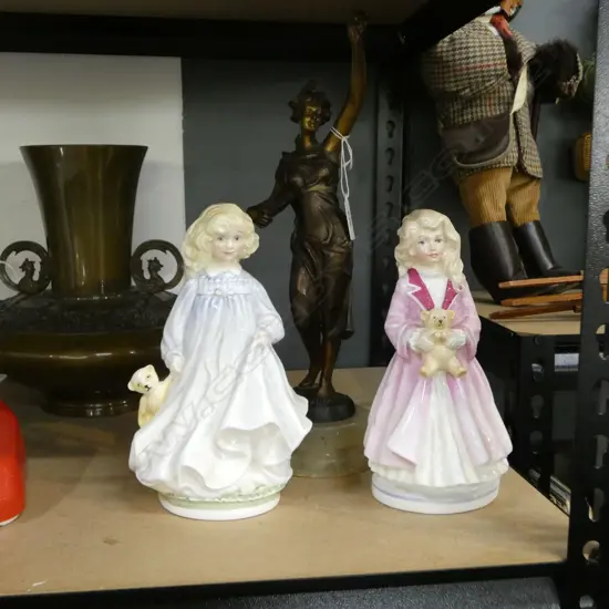 2 ROYAL DOULTON NSPCC FIGURINES 'HOPE' & 'FAITH' H.210mm + BRONZED FIGURE H.355mm