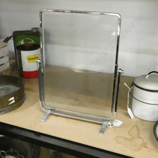 VINTAGE DECO CHROME FRAME w. INSET GLASS PANEL H.335mm