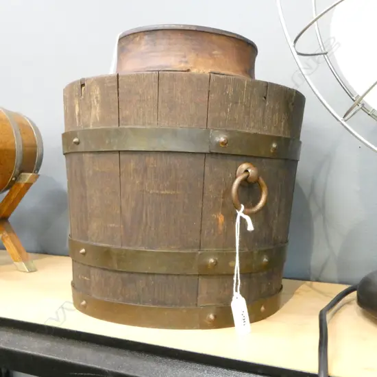 R.A.LISTER & CO LTD. MAKERS BUCKET & TURNED WOODEN VESSEL H.250mm
