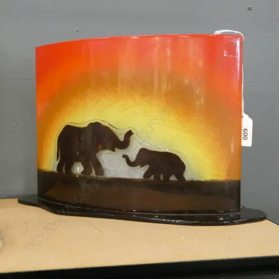 ART GLASS LAMP w. ELEPHANT DESIGN 320x90x200mm