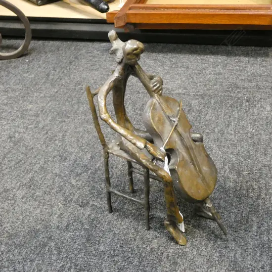 BRONZED METAL CELLIST SCULPTURE H.230mm