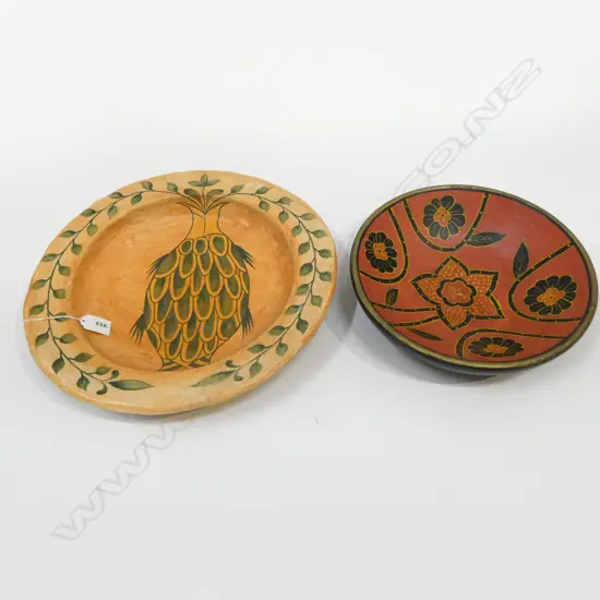 DECORATIVE WOODEN BOWL w. OTHER BOWL
