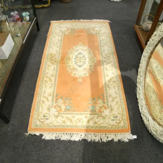 PEACH TONED WOOL RUG L.1800 x 920mm