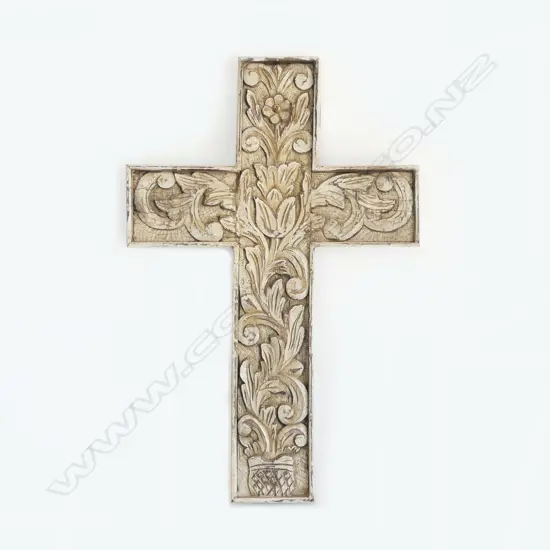 CARVED WOODEN CROSS H.650mm