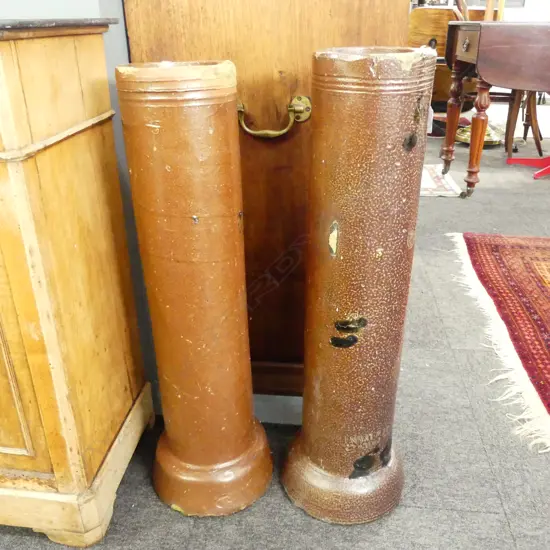 2 SALT GLAZED PIPES; NZ BRICK Co. NEW LYNN H.700mm