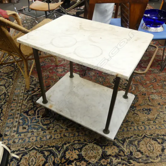2 TIER INDUSTRIAL MARBLE? TROLLEY 