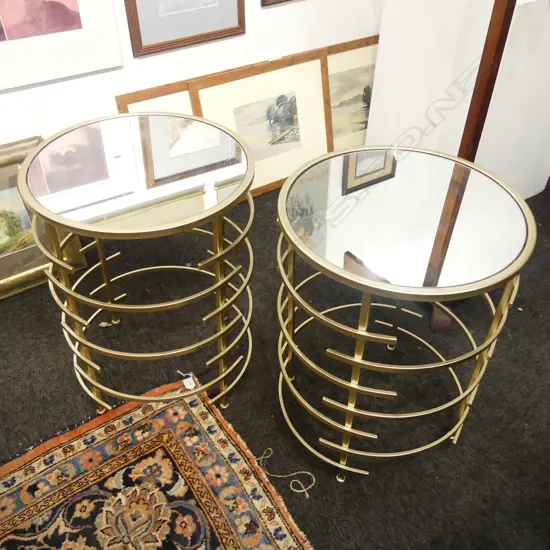PR GLASS TOPPED ROUND SIDE TABLES; Dia.450 H.605mm