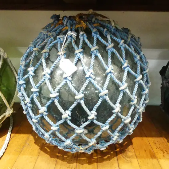 GLASS BALL FISHING FLOAT w. NETTING 370mm dia