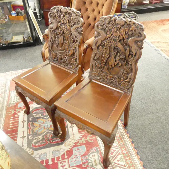 PR CHINESE CARVED WOODEN CHAIRS