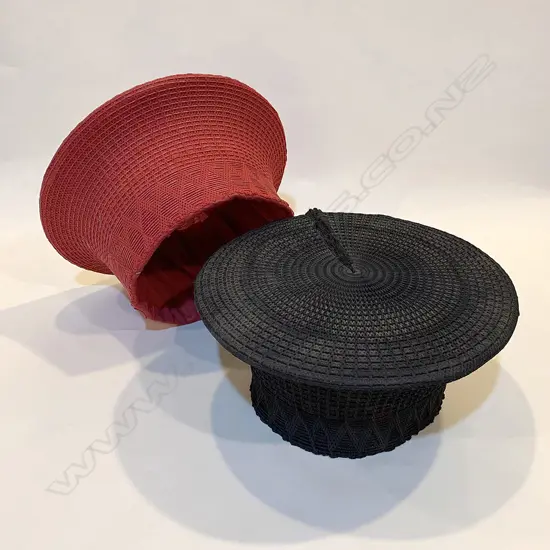 2 VINTAGE WOVEN ZULU HATS 290mm dia