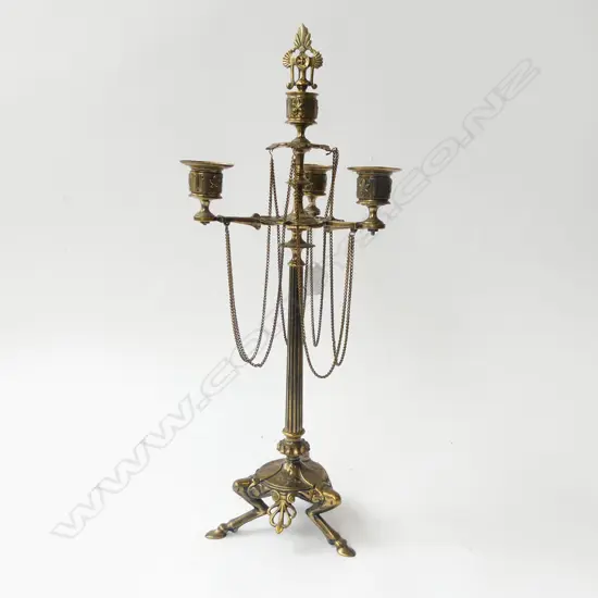 ORNATE BRASS CANDELABRA H.415mm