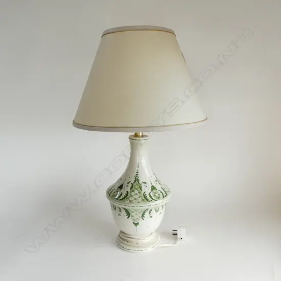 VINCI ITALY LAMP BASE BY TASCCINI white w green decoration w shade H.670mm