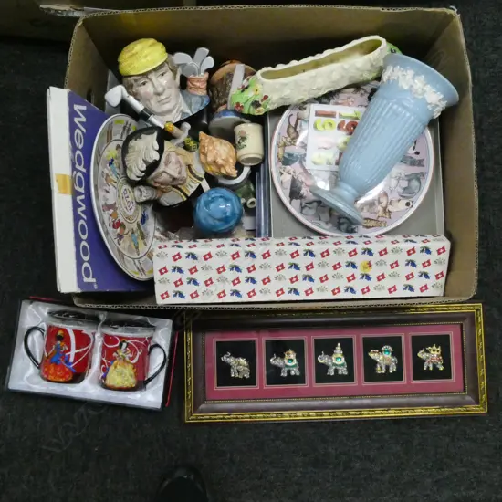 WEDGWOOD PLATES, CHARACTER TEAPOTS ETC