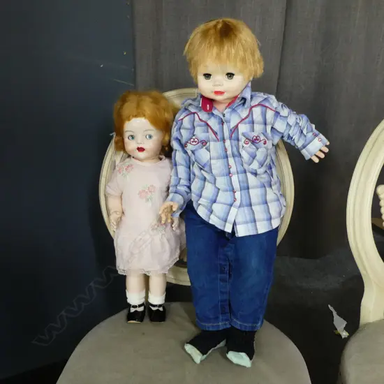 2 DOLLS; PEDIGREE GIRL H.550mm & EUGENE BOY H.750mm