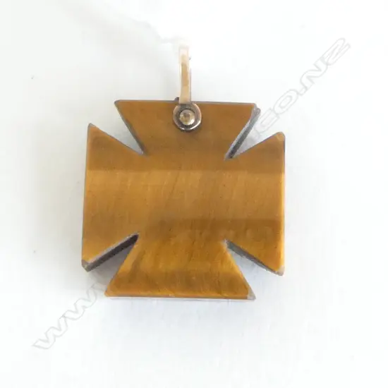 TIGERS EYE MALTESE CROSS PENDANT 9CT BALE (CD5770)