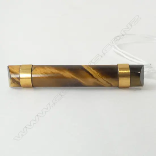 9ct TIGERS EYE BAR BROOCH (CD6559)