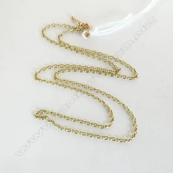 14ct YELLOW GOLD CHAIN w. 9ct T BAR FITTING, L.400mm, 3.9gm