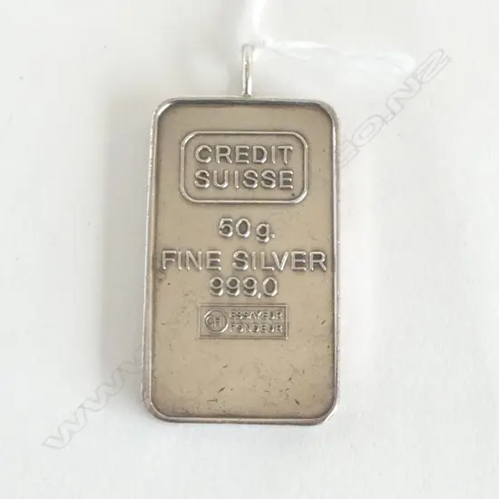 50gm FINE SILVER 999.0 CREDIT SUISSE INGOT (Q8280K)