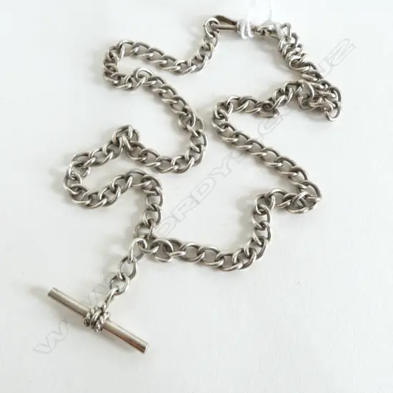 SILVER CURB LINK FOB CHAIN, 28.3gm (CD9092)