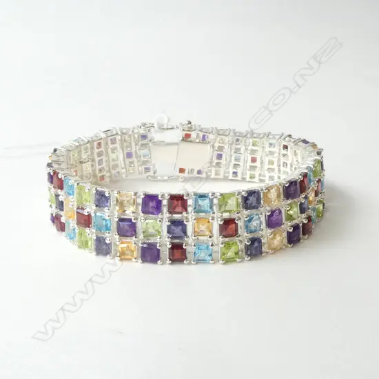 SILVER & SEMI PRECIOUS STONE BRACELET, NEW