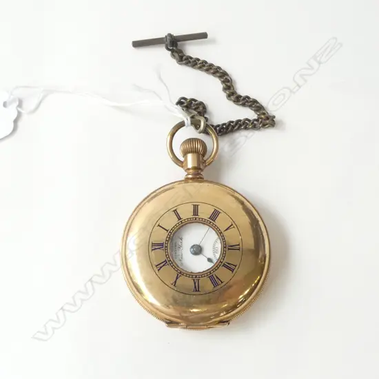 early 19thC LEVER BROTHERS NEWYORK HALF HUNTER POCKET WATCH '14K STIFFENED' gold plate presumably 