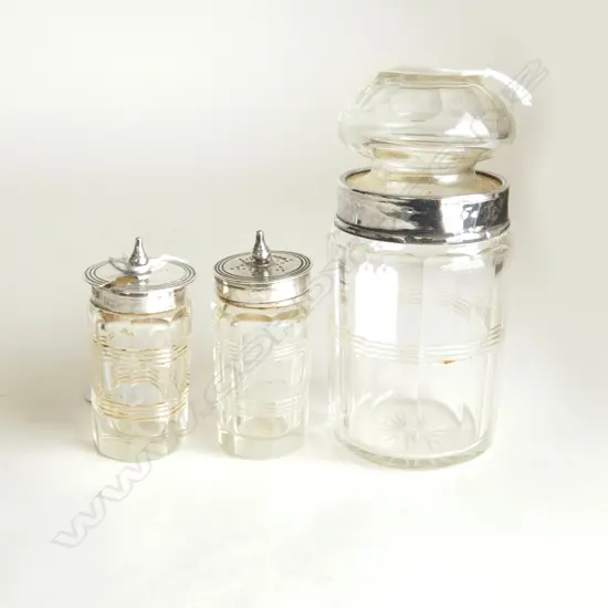 3 S/SILVER TOPPED POTS