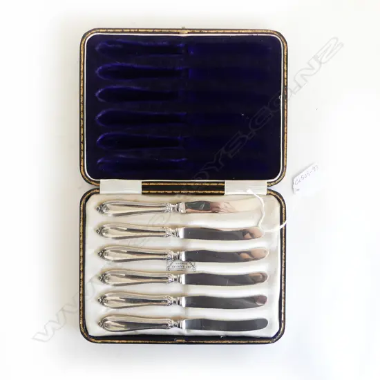 SET 6 SILVER HANDLED BUTTER KNIVES, SHEFFIELD 1894, 158gm TOTAL WEIGHT INCLDS BLADES (0000)