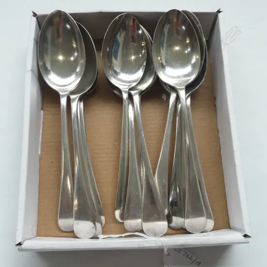 13 SILVER PLATED SERVING SPOONS JAMES DIXON SHEFFIELD ETC, L.215MM
