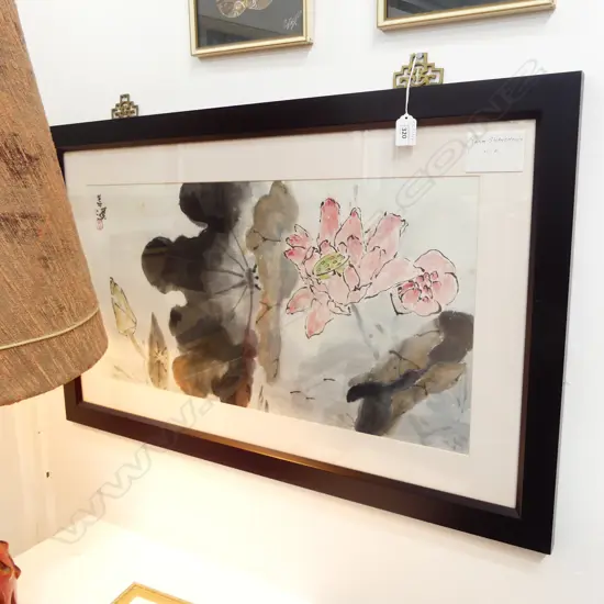 CHINESE W/C  LOTUS & WATER LILY ATRIBUTED TO YANG SHANSHEN;S  H550MM L880MM