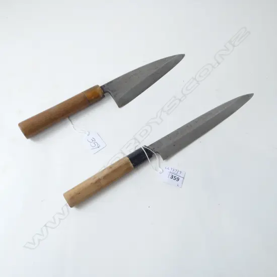 PR OF GOOD 1930S JAPANESE CHEFS KNIVES BOTH SIGNED  L330MM LONGEST