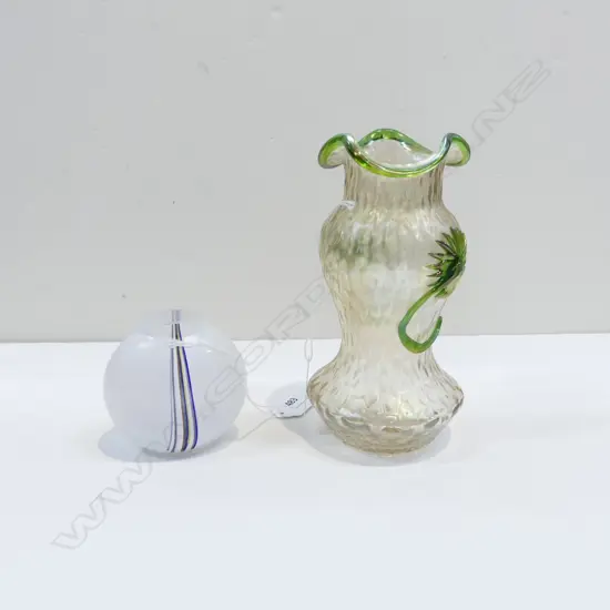 2 ART GLASS VASES 1 SIGNED H180 & 80MM