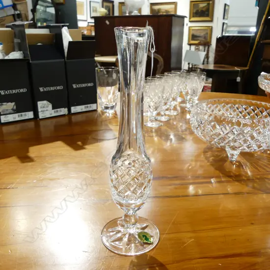 WATERFORD CUT CRYSTAL SPECIMEN VASE IRELAND ETCHED STAMP, H.235MM