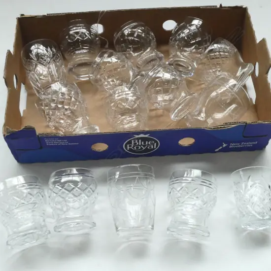 15 ASST. VINTAGE CUT CRYSTAL TUMBLERS - EDINBURGH, STUART ETC, H.75MM-90MM