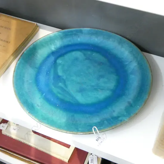 BLUE GLAZED PLATE 370mm dia