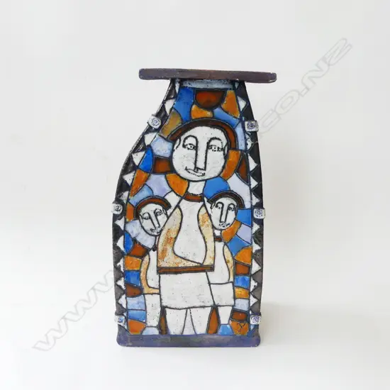 SLAB POTTERY VASE SIGNED 'JP' H.340mm