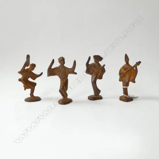 4 CAST IRON ABSTRACT JAPANESE FIGURES H.115mm