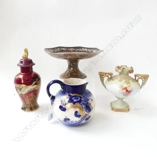 CARLTON WARE LIDDED VASE (repaired lid), CROWN DUCAL COMPORT, TRENT JUG, OTHER AMPHORA