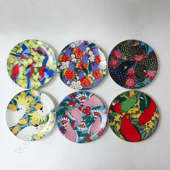 6  AUSTRALIAN BARBARA SWARBRICK HAND PAINTED BIRD PLATES DIA200MM