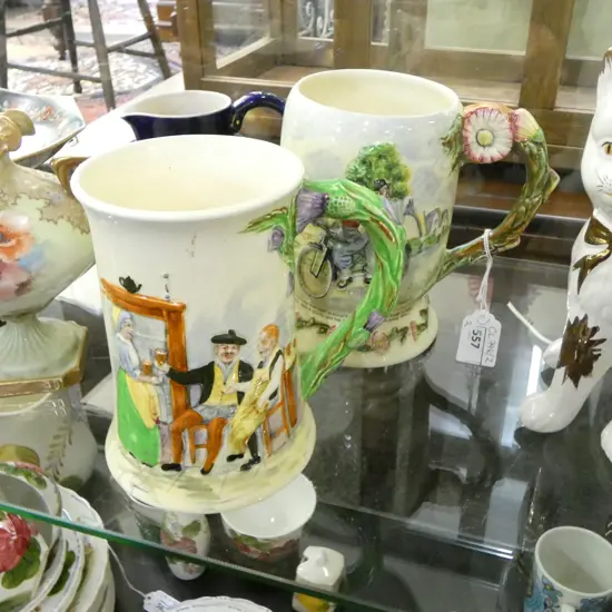 2 CROWN DEVON MUSICAL JUGS; DAISY BELL & AULD LANG SYNE H.155mm