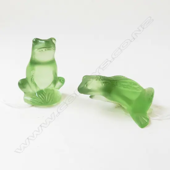 2 SML LALIQUE FROG ORNAMENTS H.55mm