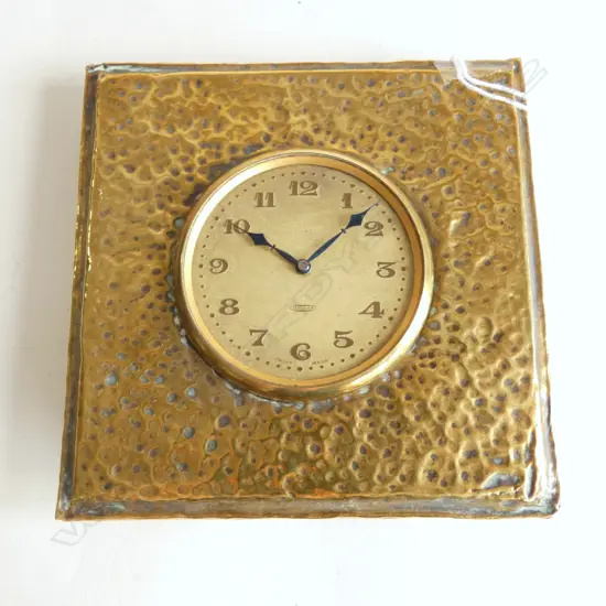 ARTS & CRAFTS 8 DAY CLOCK, HAND BEATEN SURFACE, NO GLASS, NOT RUNNING, 100 x 100mm