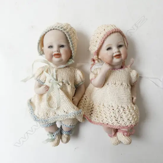 PR OF BISQUE BABY DOLLS NZ POTTER L125MM