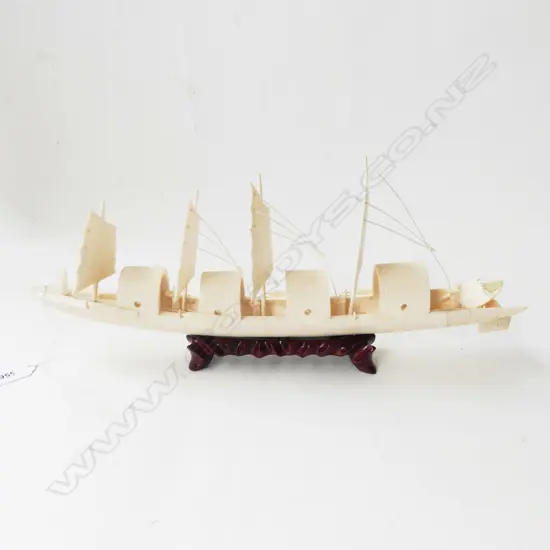 CARVED IVORY BOAT 370MM +/-