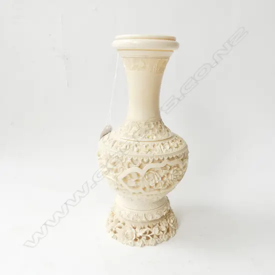CARVED IVORY VASE H210MM +/-
