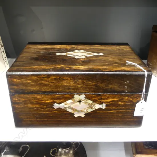 COROMANDEL WOOD JEWELLERY BOX w. MOP INLAY W.275mm