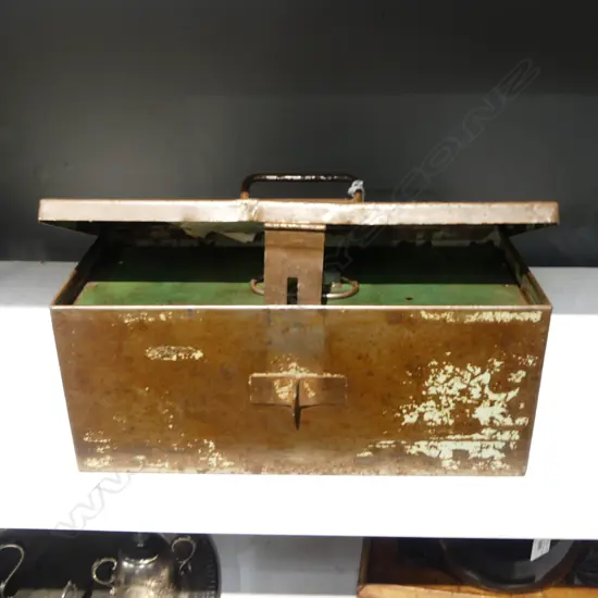 VINTAGE NZ BUS DRIVERS CASH TIN w. COINS & TICKETS